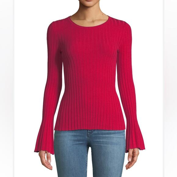 Bailey 44 Cossak Ribbed Bell Sleeve Sweater Hot Pink Size Medium - Picture 12 of 12